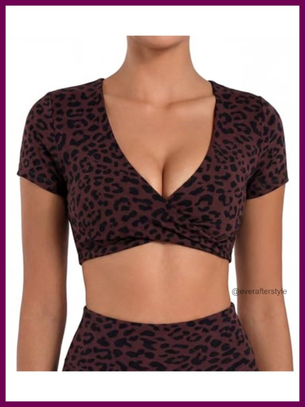 Women's Twist Deep V Short Sleeve Crop Top Gym Shirt